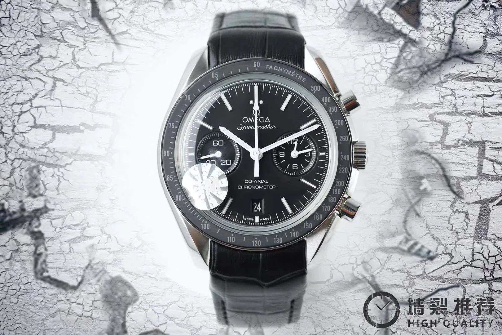 OM厂欧米茄超霸系列黑盘男士计时皮带顶级复刻手表